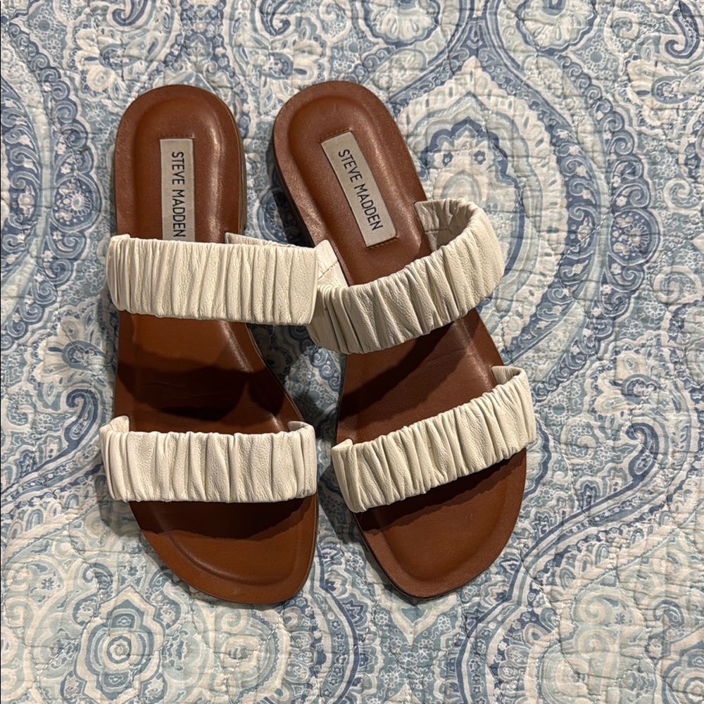 Steve Madden Cream Double-Strap Sandals